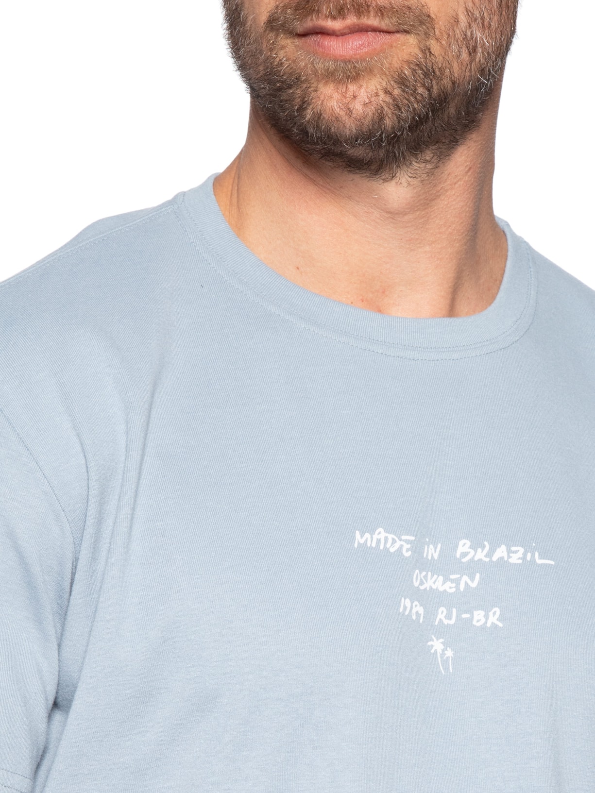 Camiseta Masculina Manga Curta Gola Careca Made In Brazil Azul Osklen