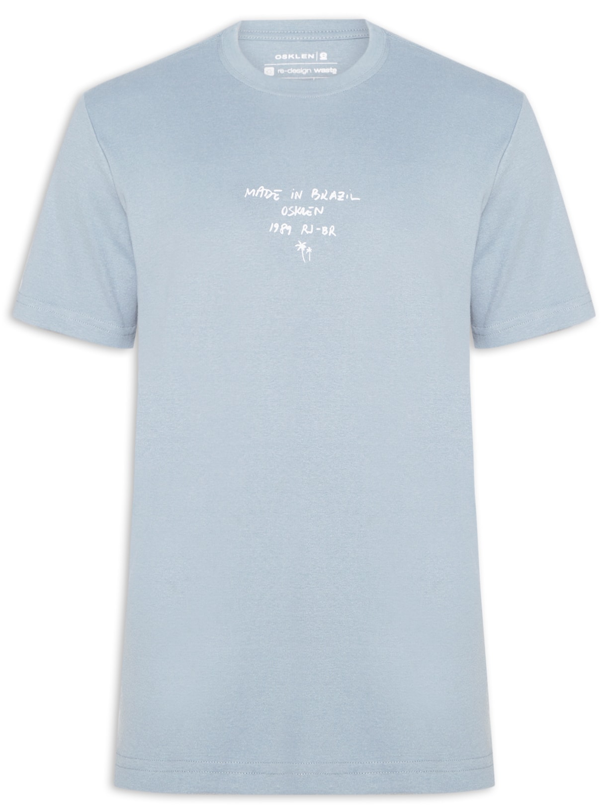 Camiseta Masculina Manga Curta Gola Careca Made In Brazil Azul Osklen