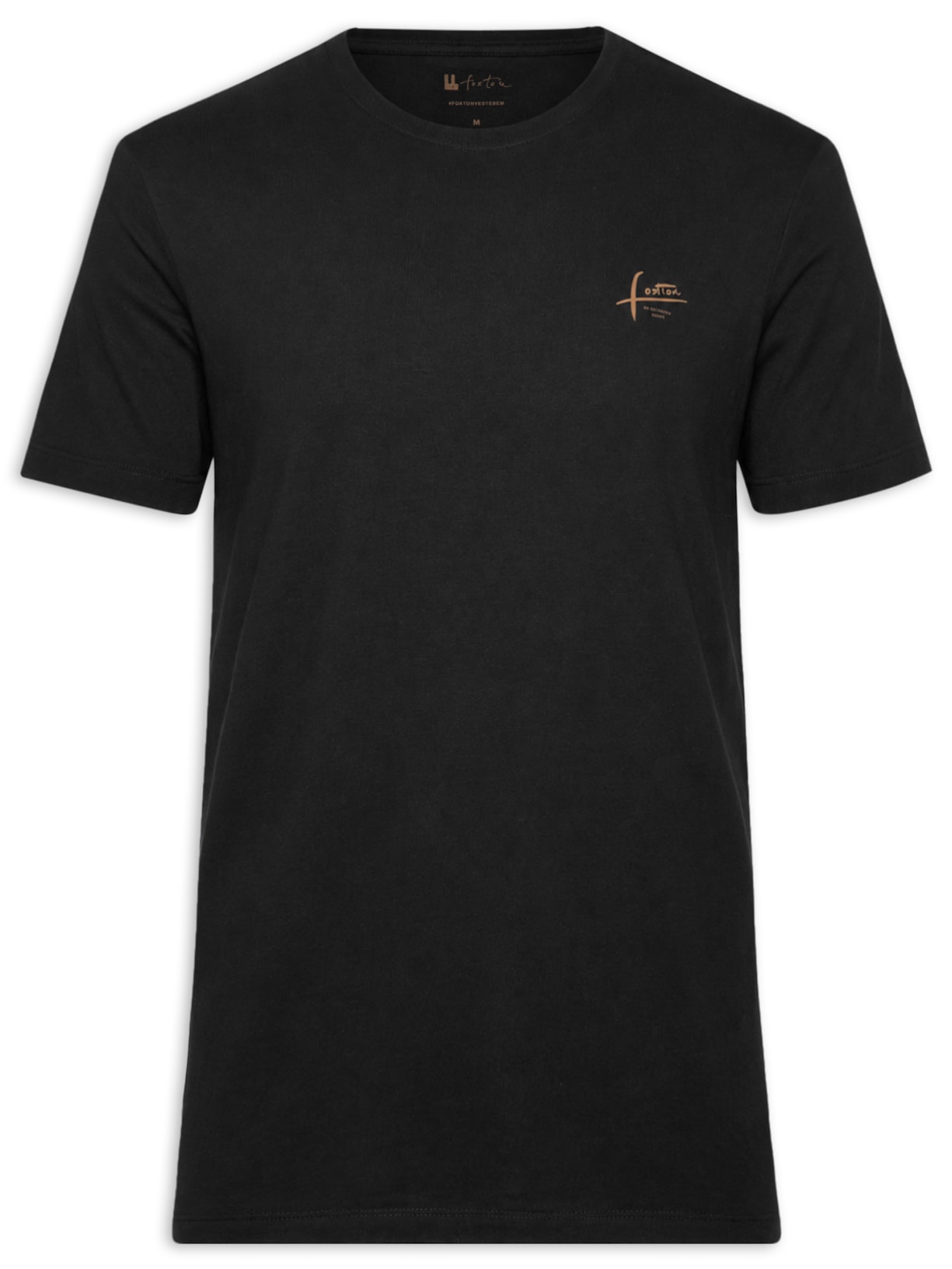 Camiseta Masculina Manga Curta Gola Careca Manual Preto Foxton