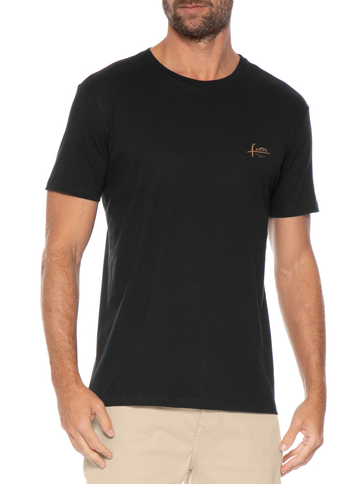 Camiseta Masculina Manga Curta Gola Careca Manual Preto Foxton