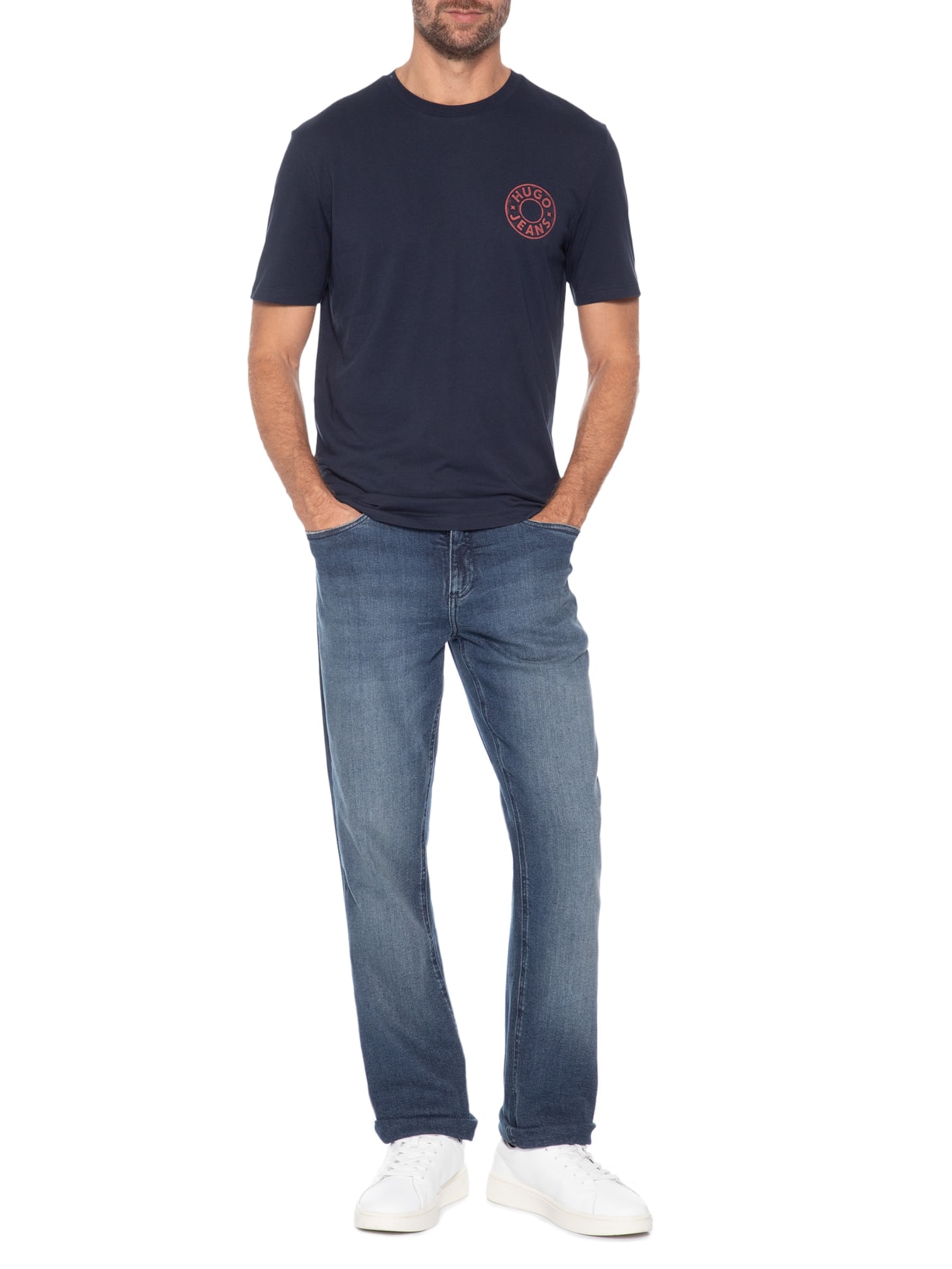 Camiseta Masculina Manga Curta Gola Careca Nemodo Azul Hugo