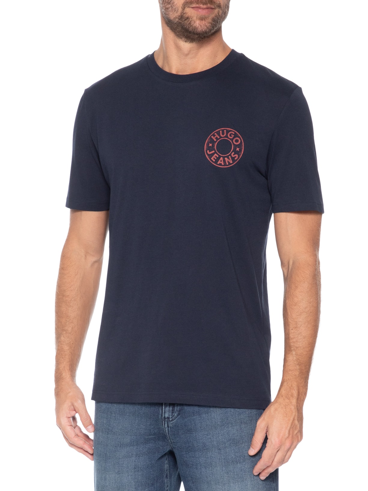 Camiseta Masculina Manga Curta Gola Careca Nemodo Azul Hugo