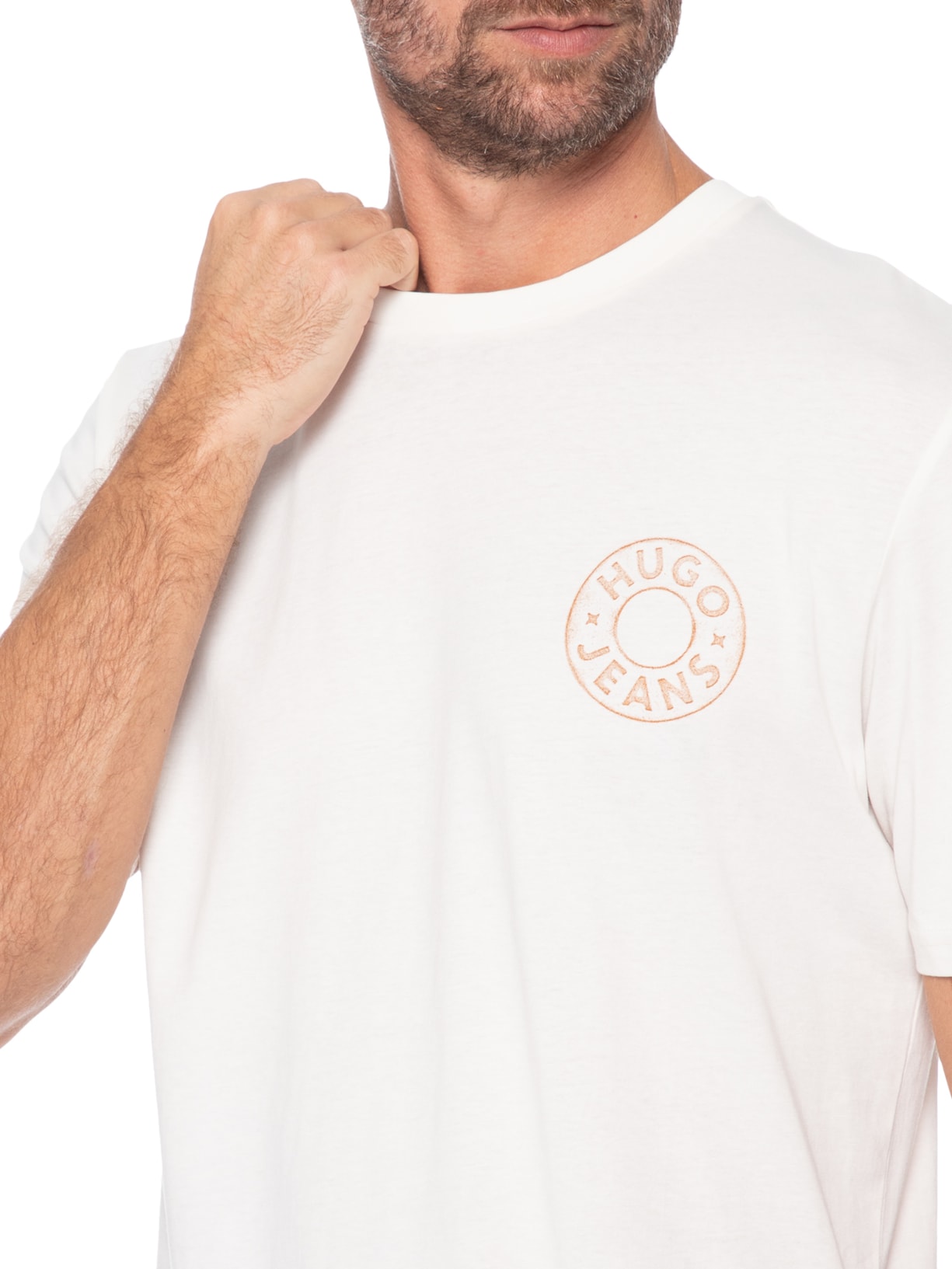 Camiseta Masculina Manga Curta Gola Careca Nemodo Branco Hugo