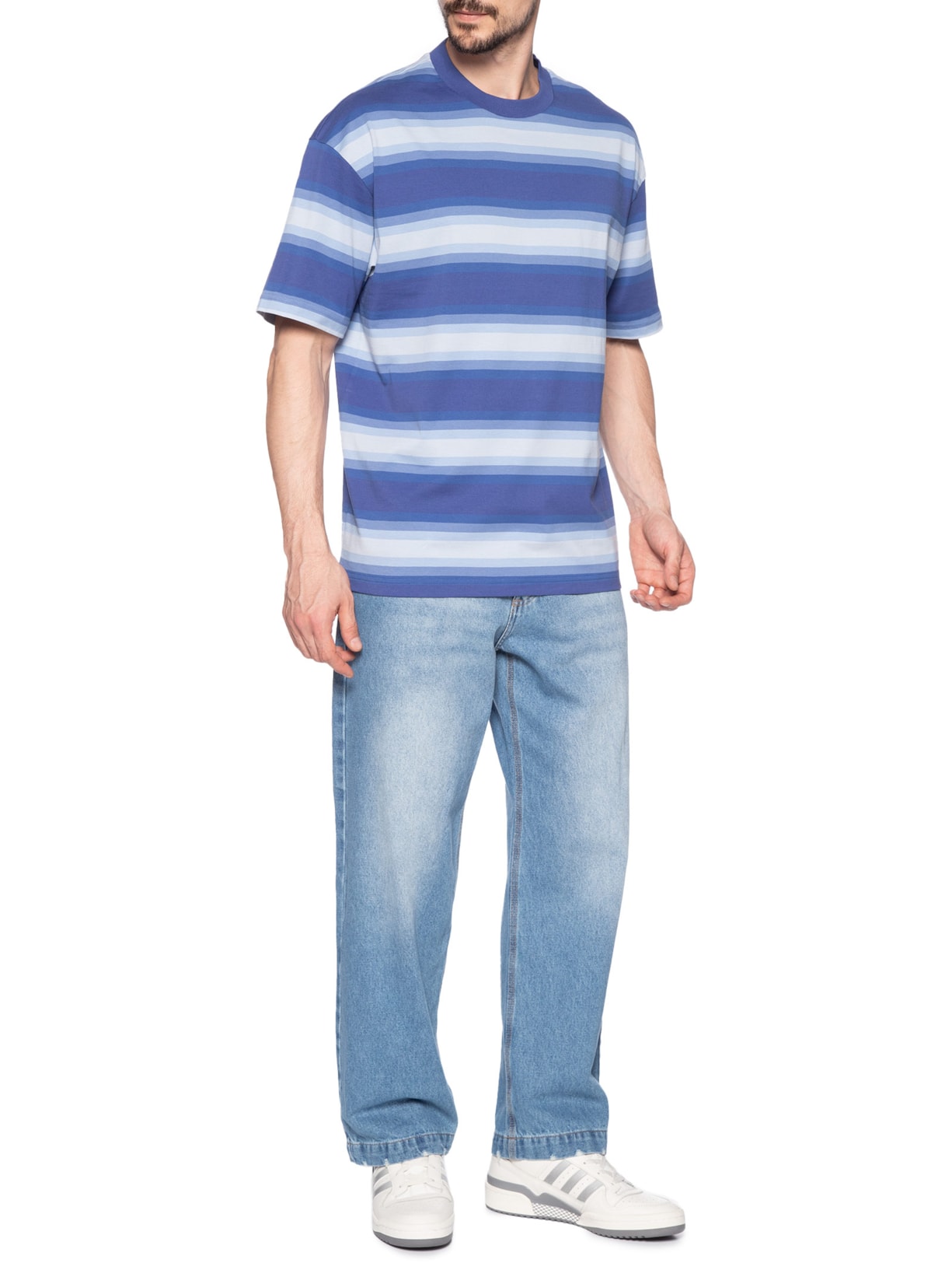 Camiseta Masculina Manga Curta Gola Careca Nisote Azul Hugo