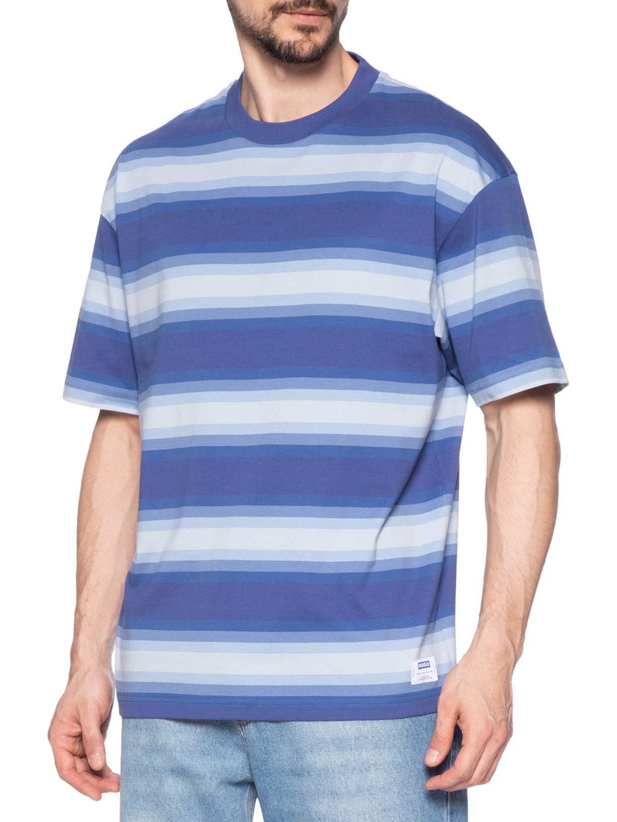 Camiseta Masculina Manga Curta Gola Careca Nisote Azul Hugo