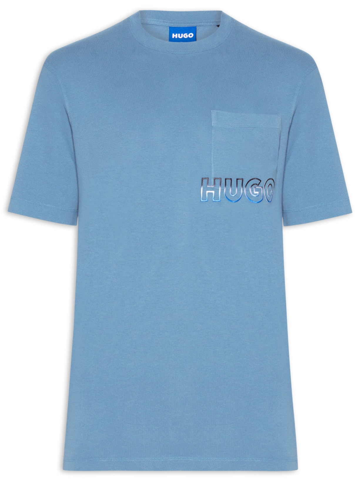 Camiseta Masculina Manga Curta Gola Careca Nogoste Azul Hugo