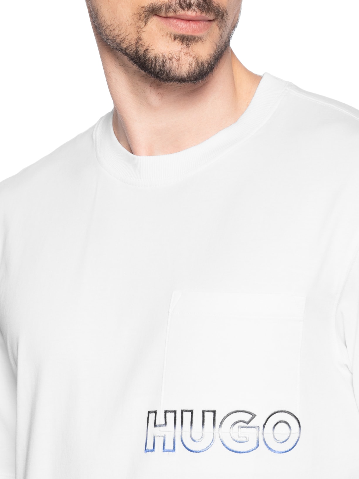 Camiseta Masculina Manga Curta Gola Careca Nogoste Branco Hugo
