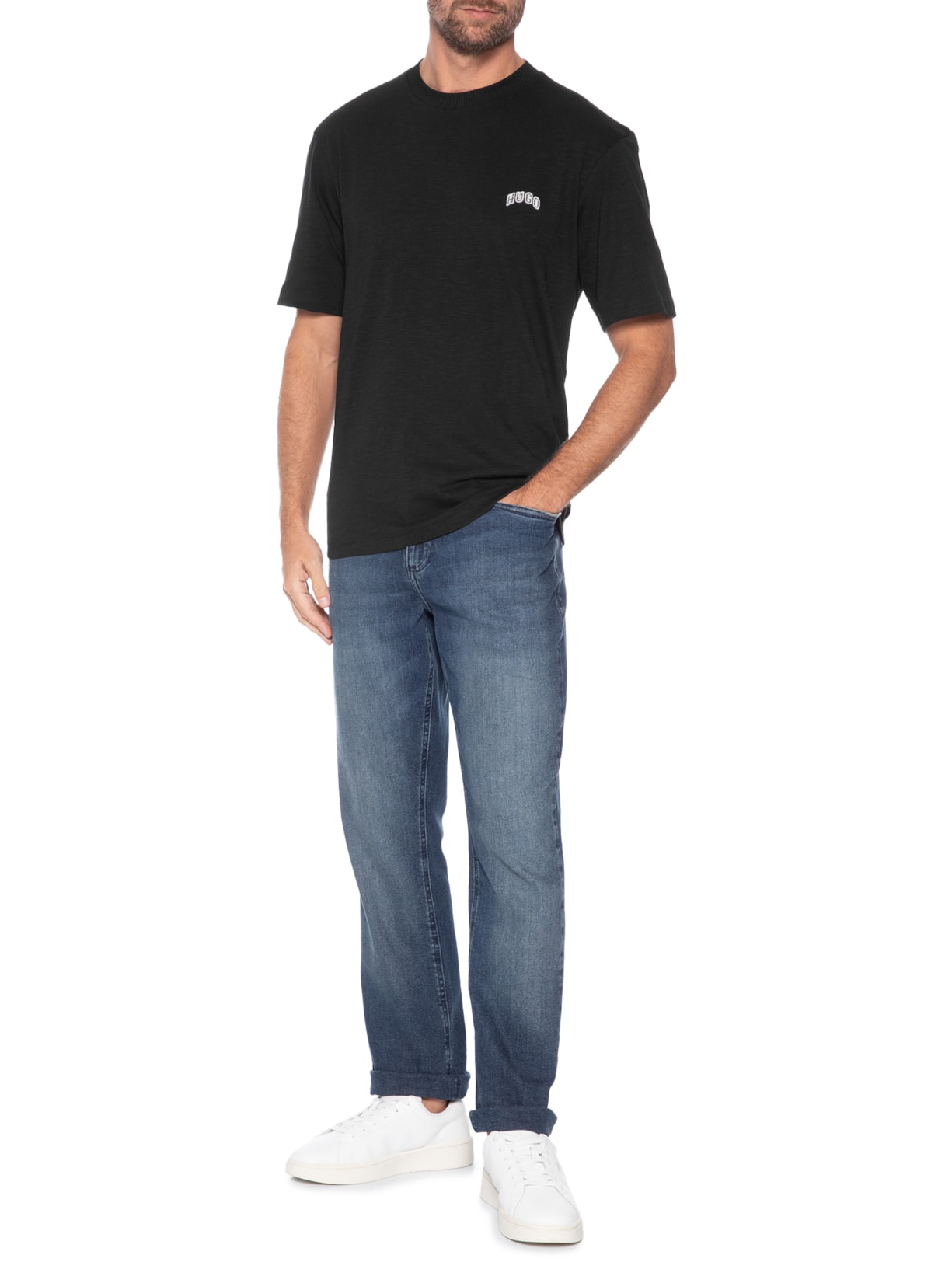 Camiseta Masculina Manga Curta Gola Careca Nowboi Preto Hugo