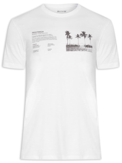 Camiseta Masculina Manga Curta Gola Careca Org Restinga - Branco