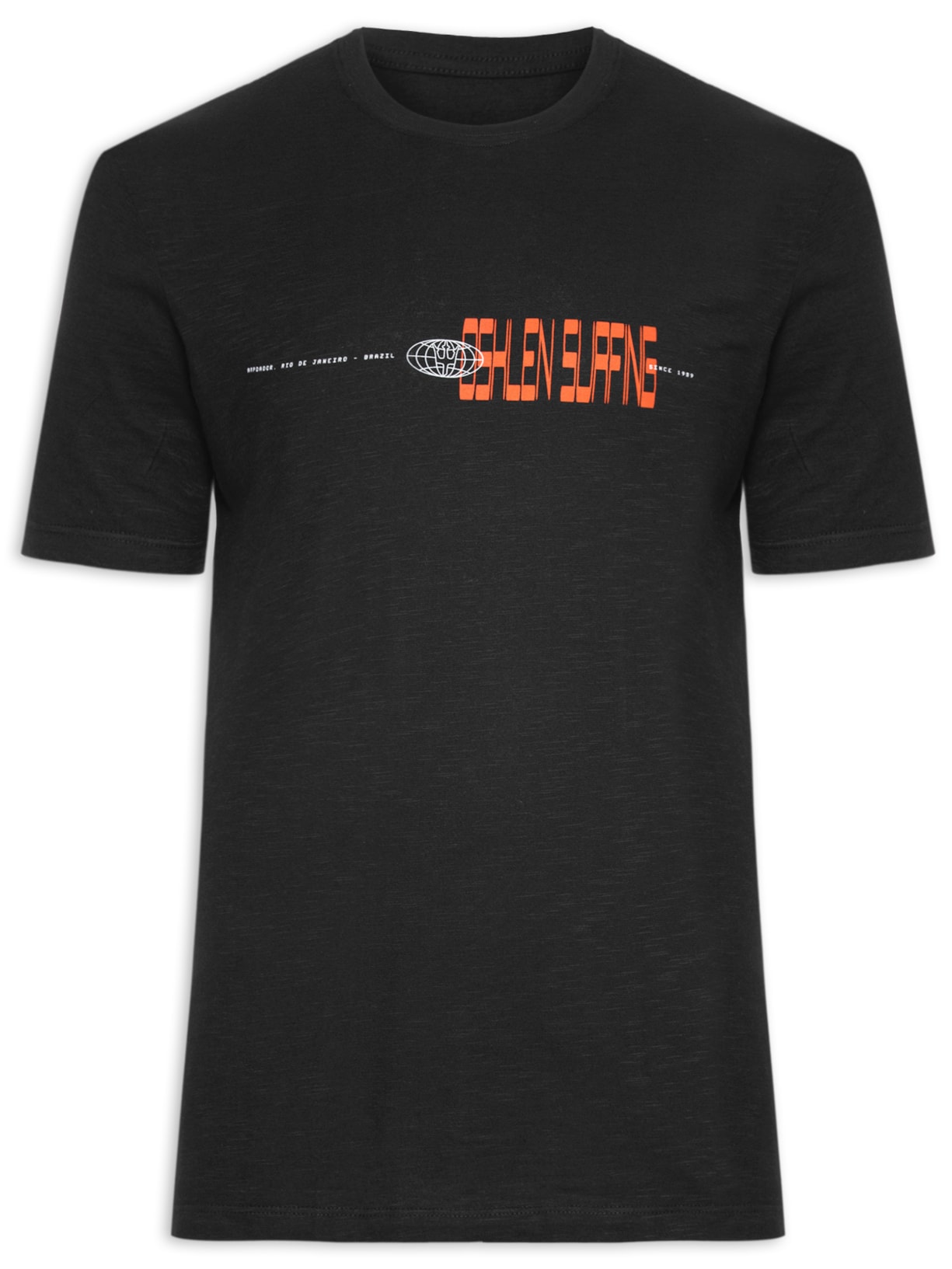 Camiseta Masculina Manga Curta Gola Careca Organic Rough Surfing Glitch - Preto