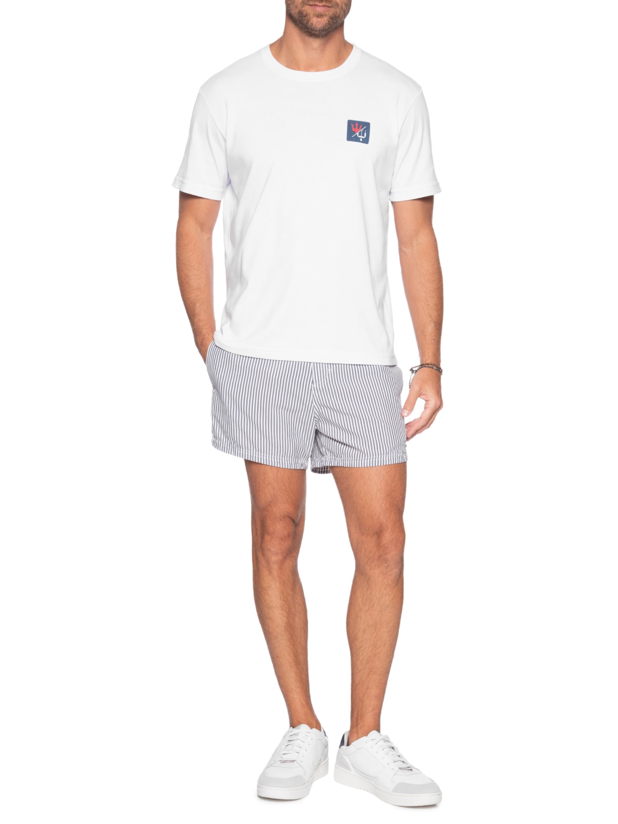 Camiseta Masculina Manga Curta Gola Careca Over Kite Box Branco Osklen