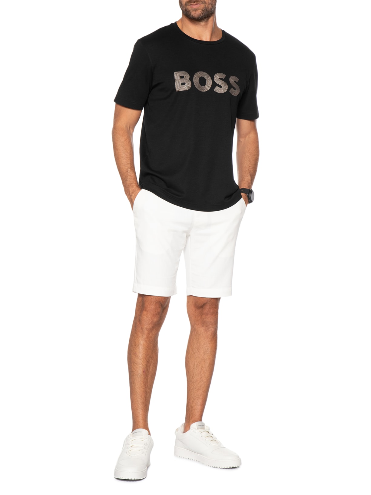 Camiseta Masculina Manga Curta Gola Careca Preto Boss