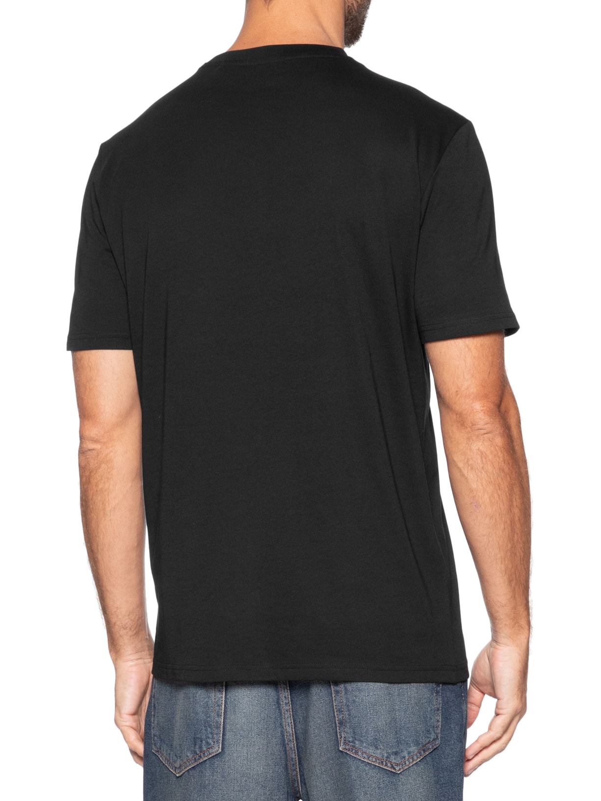 Camiseta Masculina Manga Curta Gola Careca Preto Hugo