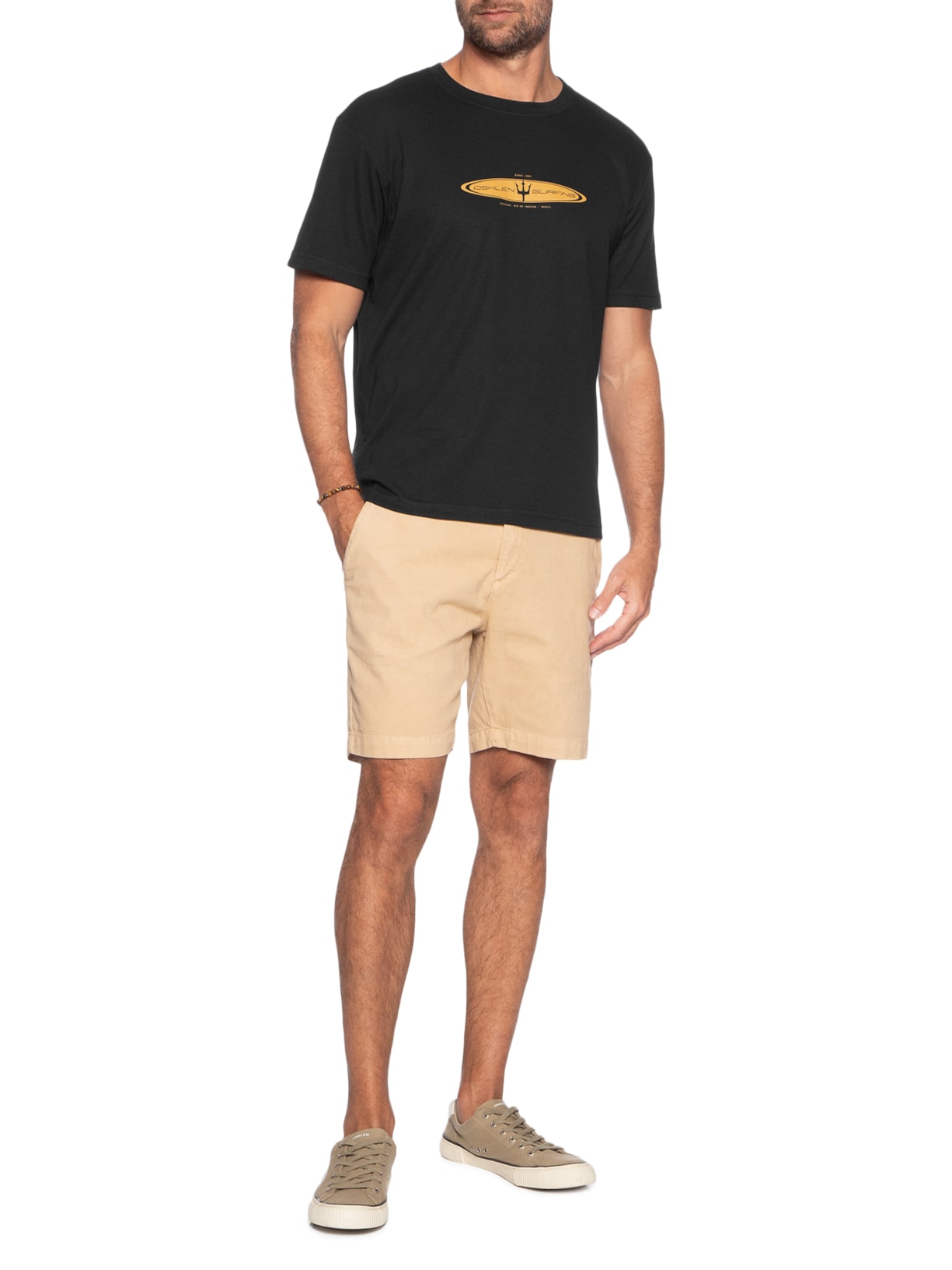 Camiseta Masculina Manga Curta Gola Careca Realm Over Preto Osklen