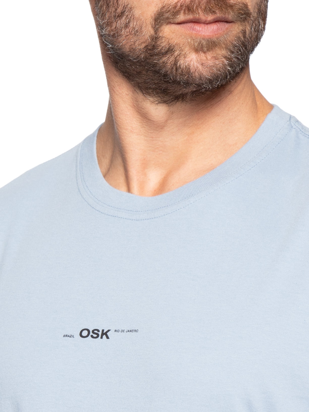 Camiseta Masculina Manga Curta Gola Careca Regular Vintage Osk Azul Osklen