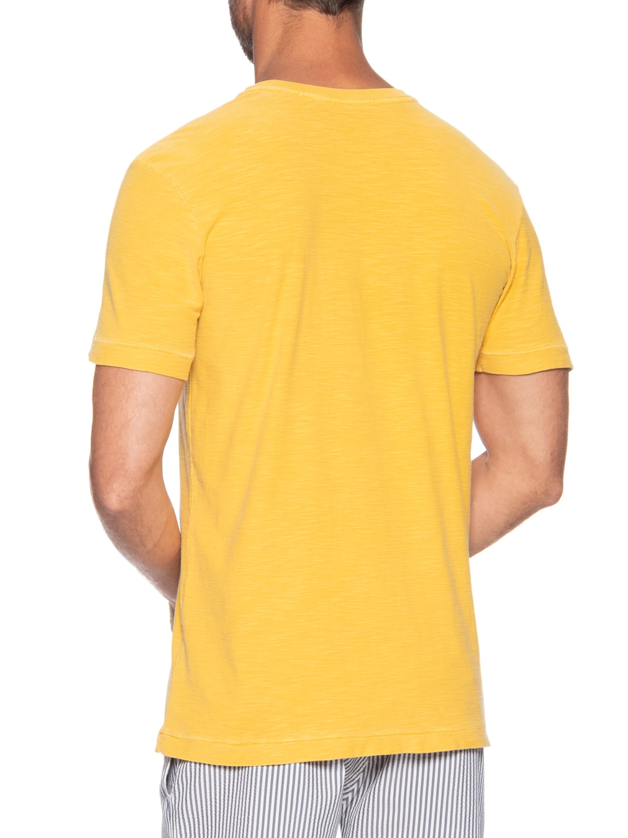 Camiseta Masculina Manga Curta Gola Careca Rough Arp Handmade Slim Amarelo Osklen