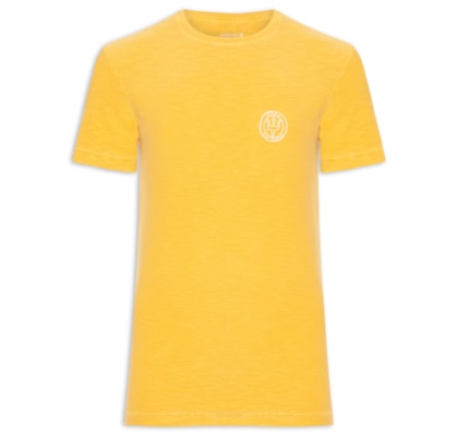 Camiseta Masculina Manga Curta Gola Careca Rough Arp Handmade Slim - Amarelo