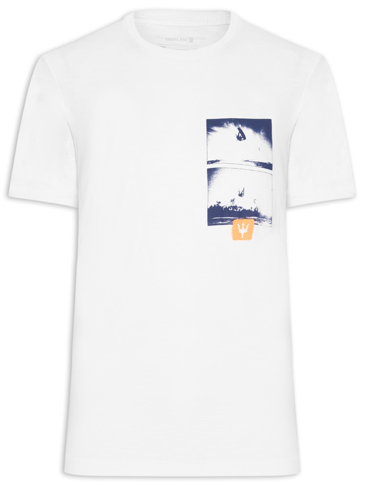 Camiseta Masculina Manga Curta Gola Careca Rough Kite Shots Slim Branco Osklen