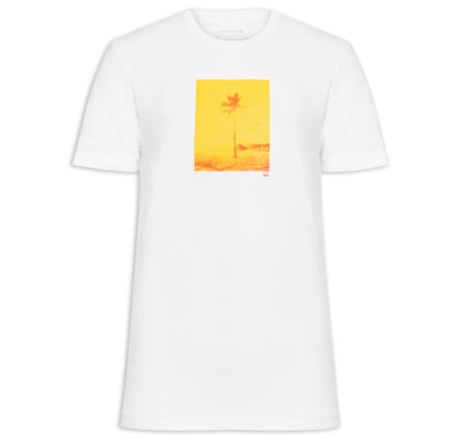 Camiseta Masculina Manga Curta Gola Careca Rough Rio Postcard Slim - Branco