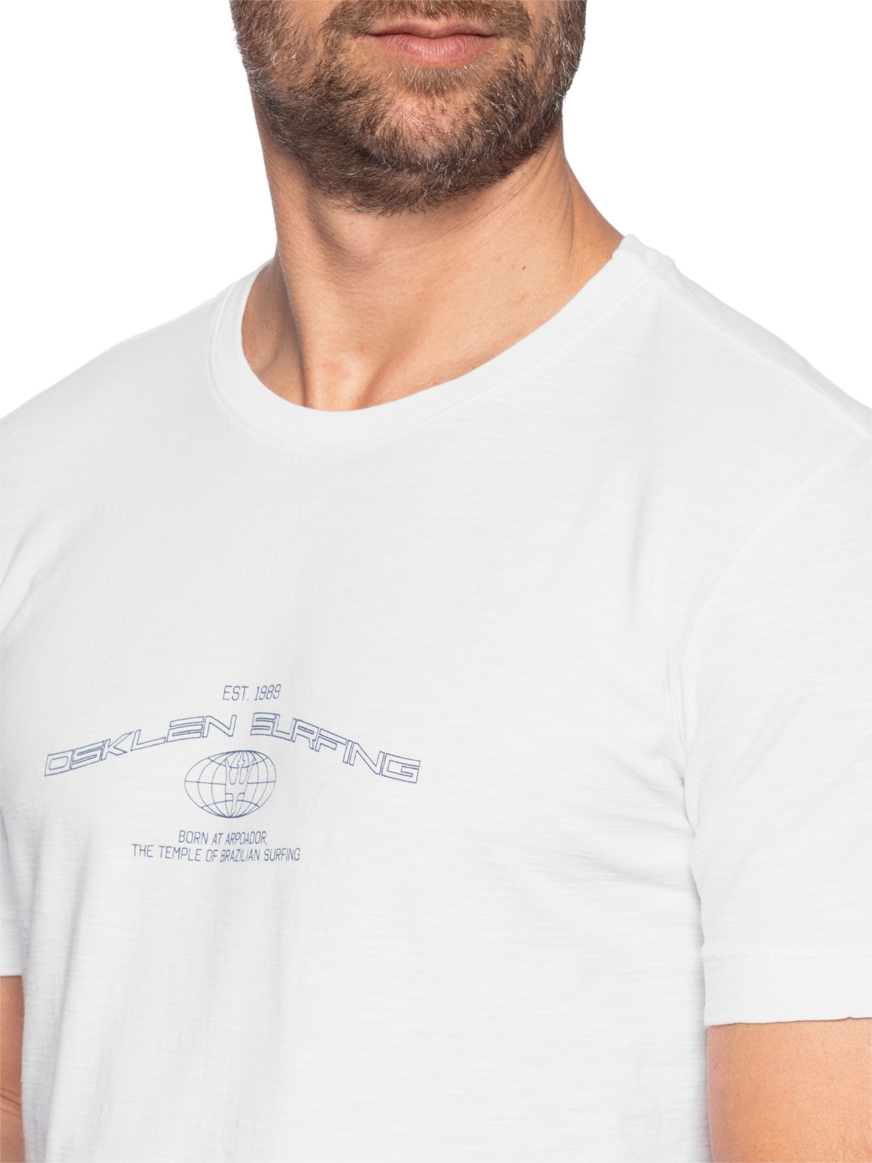 Camiseta Masculina Manga Curta Gola Careca Rough Surfing Tag Full Branco Osklen