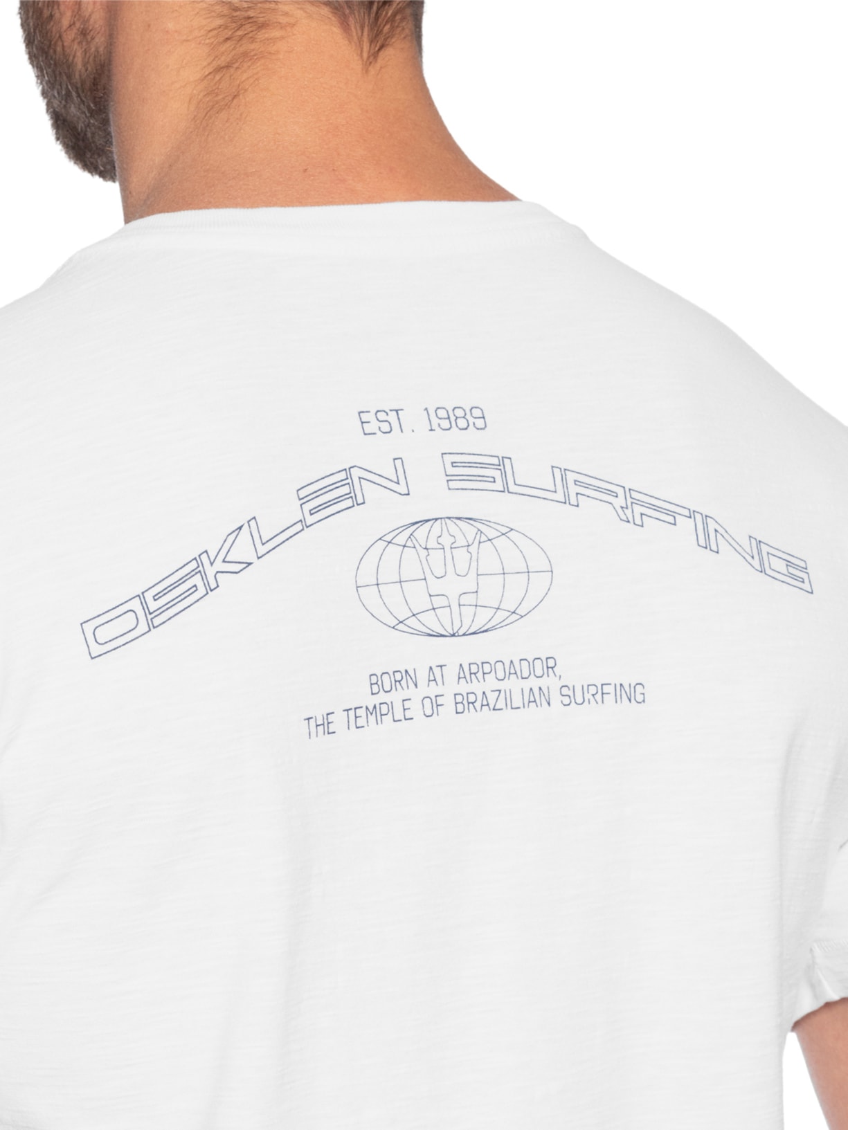 Camiseta Masculina Manga Curta Gola Careca Rough Surfing Tag Full Branco Osklen