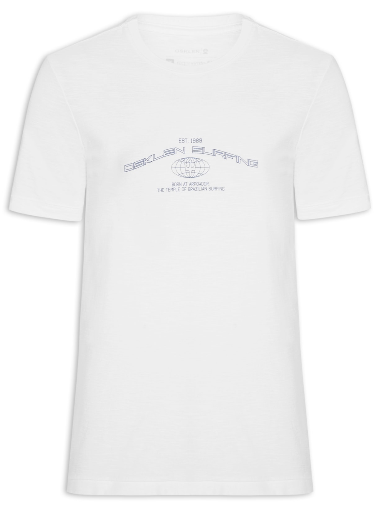 Camiseta Masculina Manga Curta Gola Careca Rough Surfing Tag Full - Branco