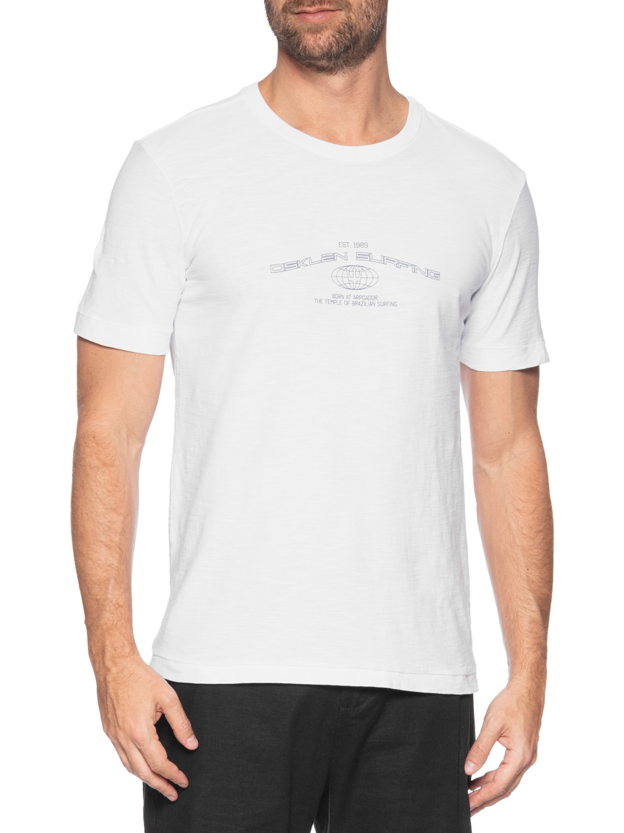 Camiseta Masculina Manga Curta Gola Careca Rough Surfing Tag Full Branco Osklen