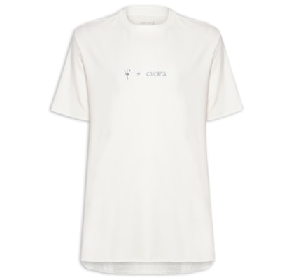 Camiseta Masculina Manga Curta Gola Careca Rustic Tridente Caiçara  - Branco