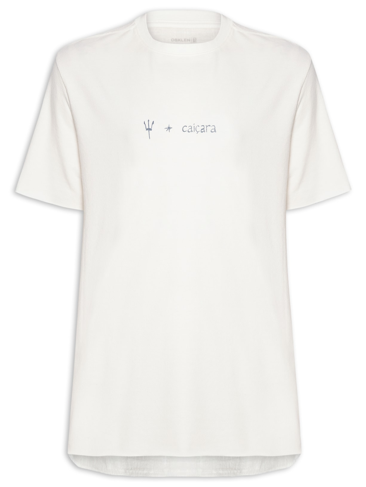 Camiseta Masculina Manga Curta Gola Careca Rustic Tridente Caiçara - Branco