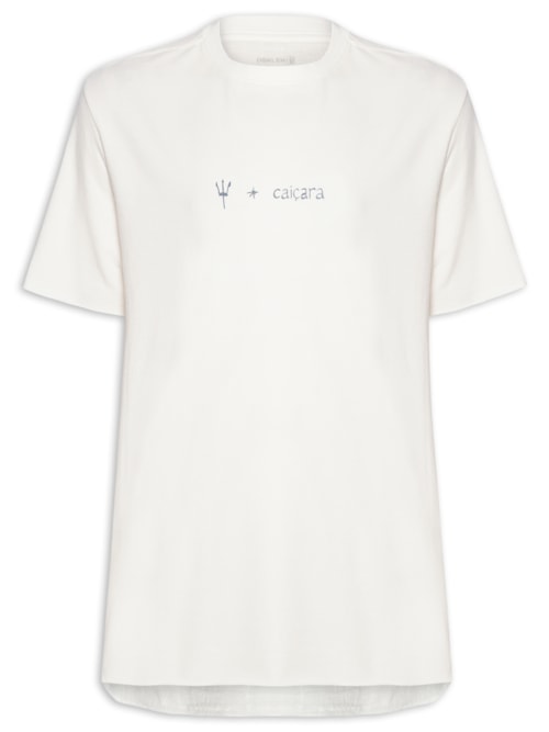Camiseta Masculina Manga Curta Gola Careca Rustic Tridente Caiçara - Branco