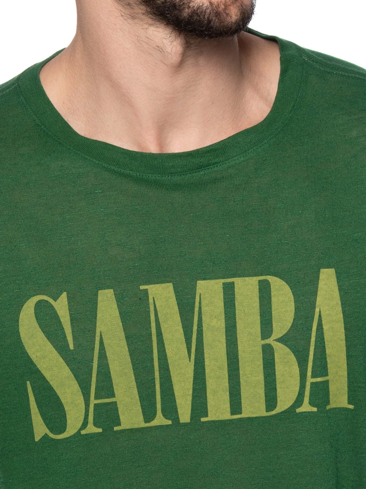 Camiseta Masculina Manga Curta Gola Careca Samba Light Linen Verde Osklen