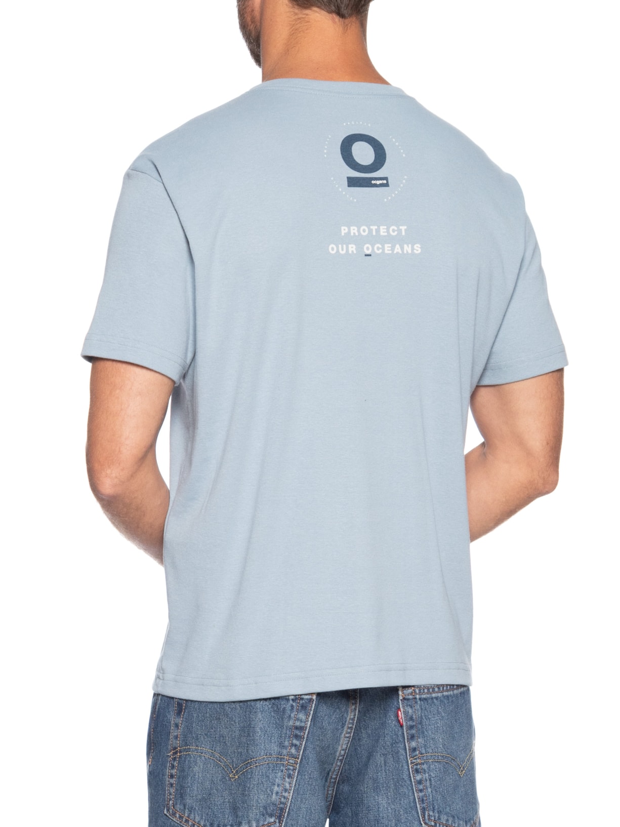 Camiseta Masculina Manga Curta Gola Careca Sardinha Over Azul Osklen