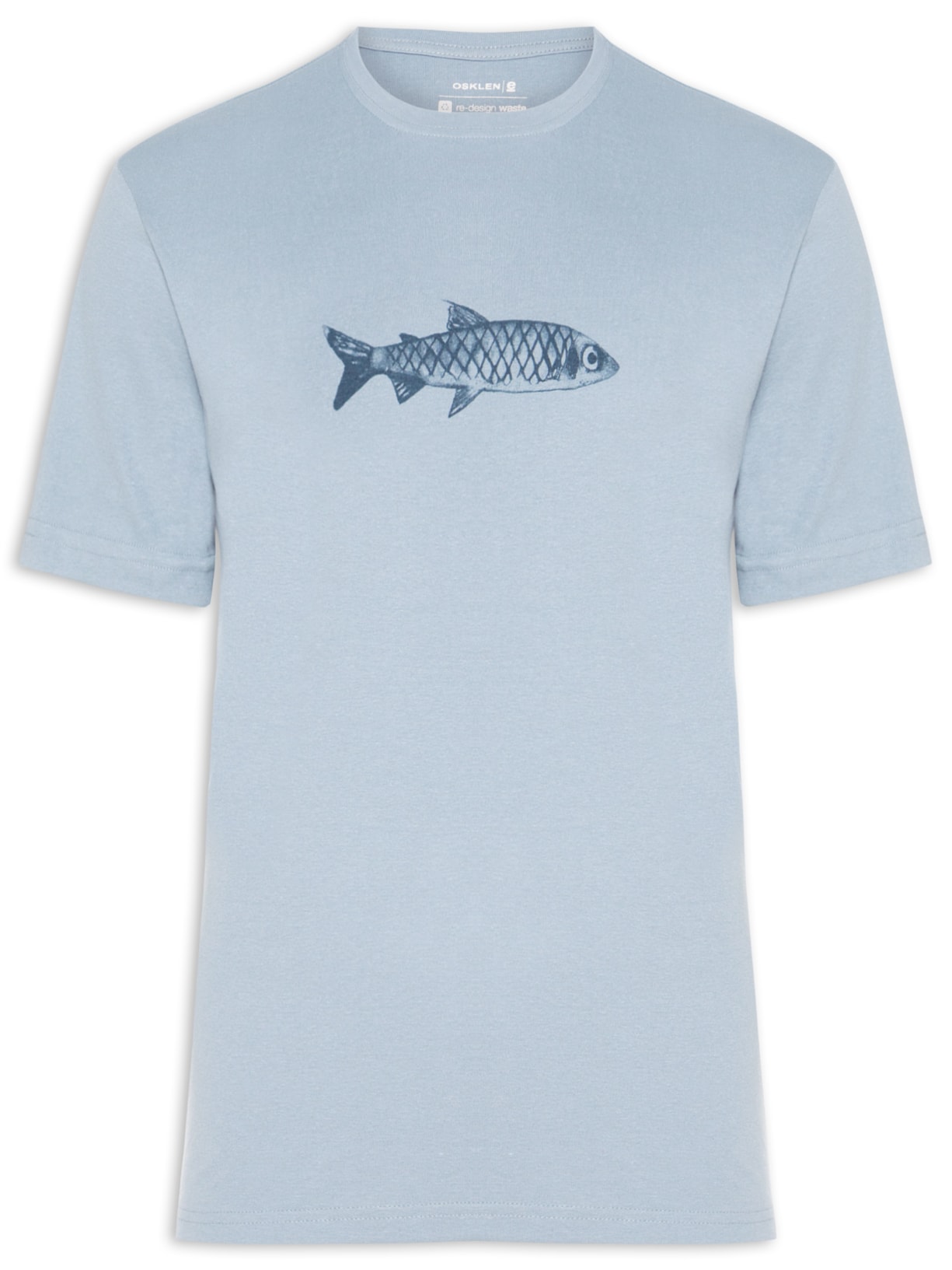 Camiseta Masculina Manga Curta Gola Careca Sardinha Over Azul Osklen
