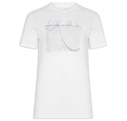 Camiseta Masculina Manga Curta Gola Careca Slim Organic Caiçara Rede - Branco