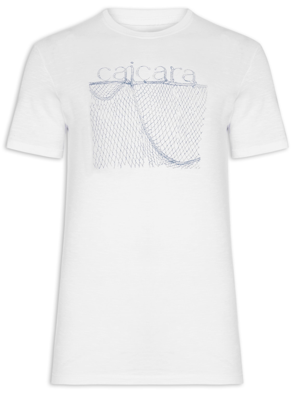Camiseta Masculina Manga Curta Gola Careca Slim Organic Caiçara Rede - Branco