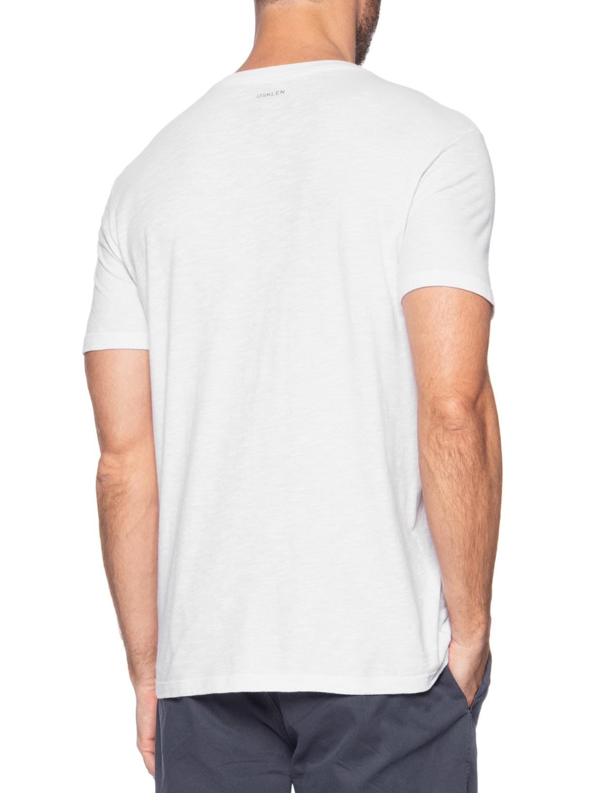 Camiseta Masculina Manga Curta Gola Careca Slim Organic Caiçara Rede Branco Osklen