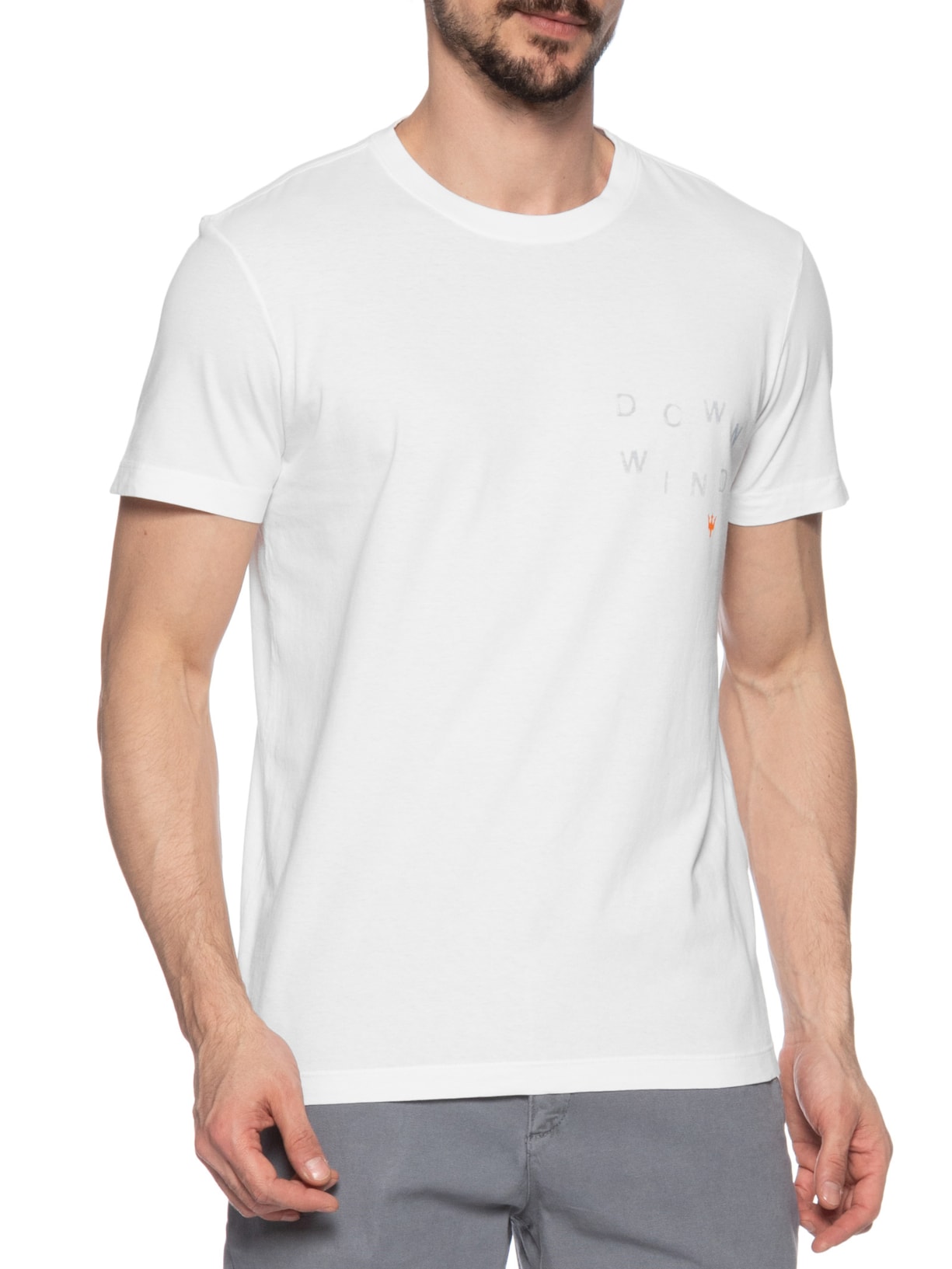 Camiseta Masculina Manga Curta Gola Careca Slim Stone Flor Surf Branco Osklen