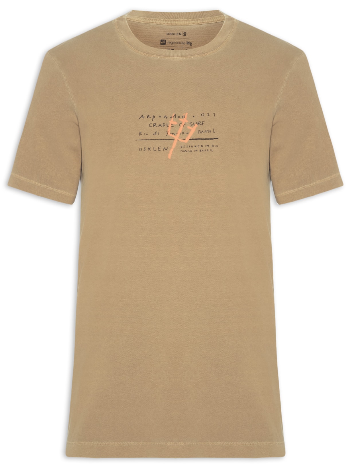 Camiseta Masculina Manga Curta Gola Careca Slim Stone Imperial - Bege
