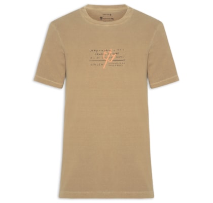 Camiseta Masculina Manga Curta Gola Careca Slim Stone Imperial - Bege