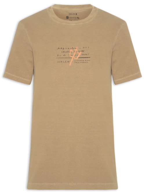 Camiseta Masculina Manga Curta Gola Careca Slim Stone Imperial - Bege