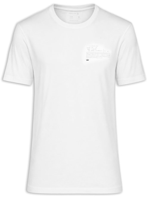 Camiseta Masculina manga Curta Gola Careca Slim Vintage Carimbo Laboratório - Branco