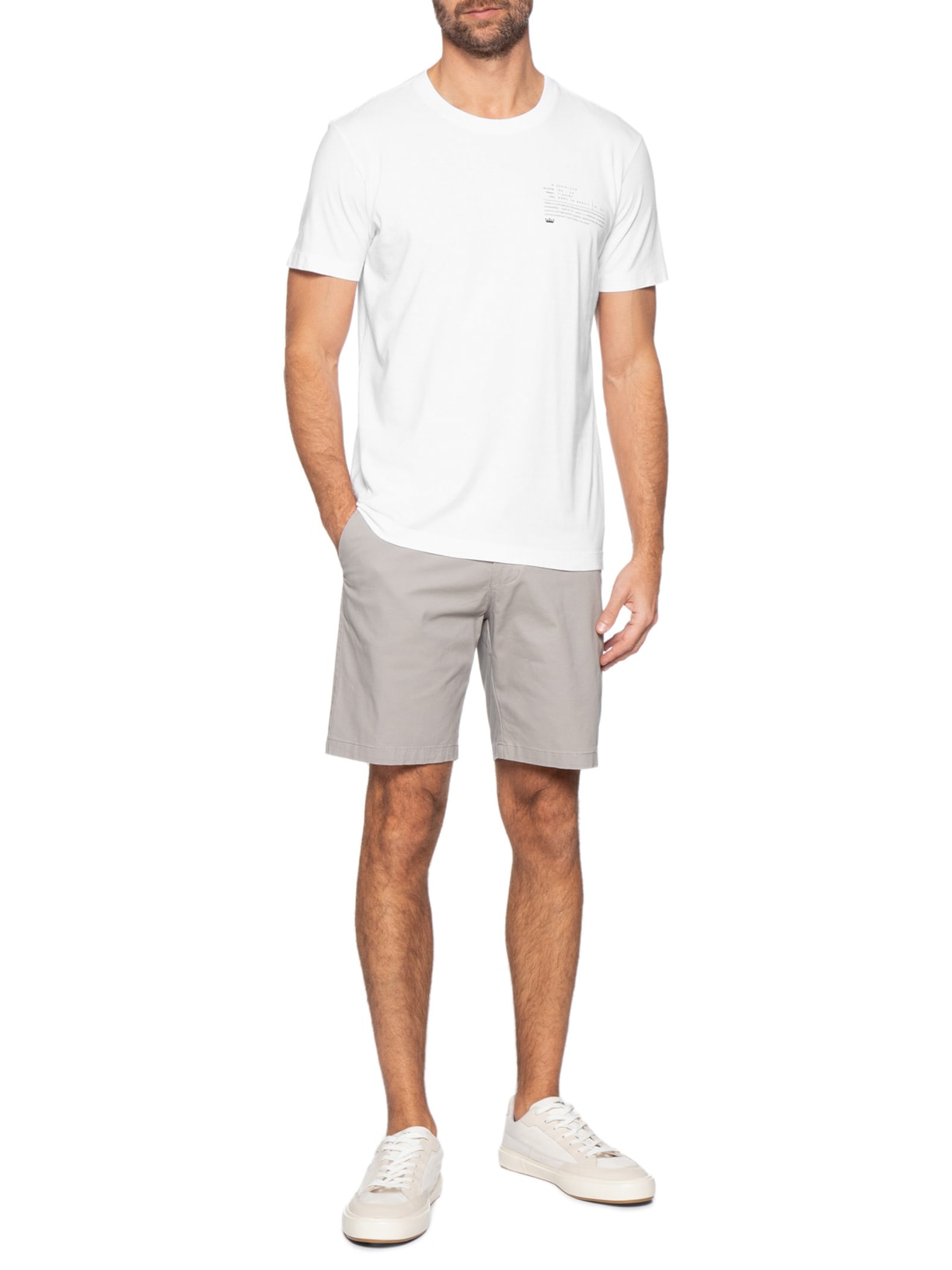 Camiseta Masculina manga Curta Gola Careca Slim Vintage Carimbo Laboratório Branco Osklen