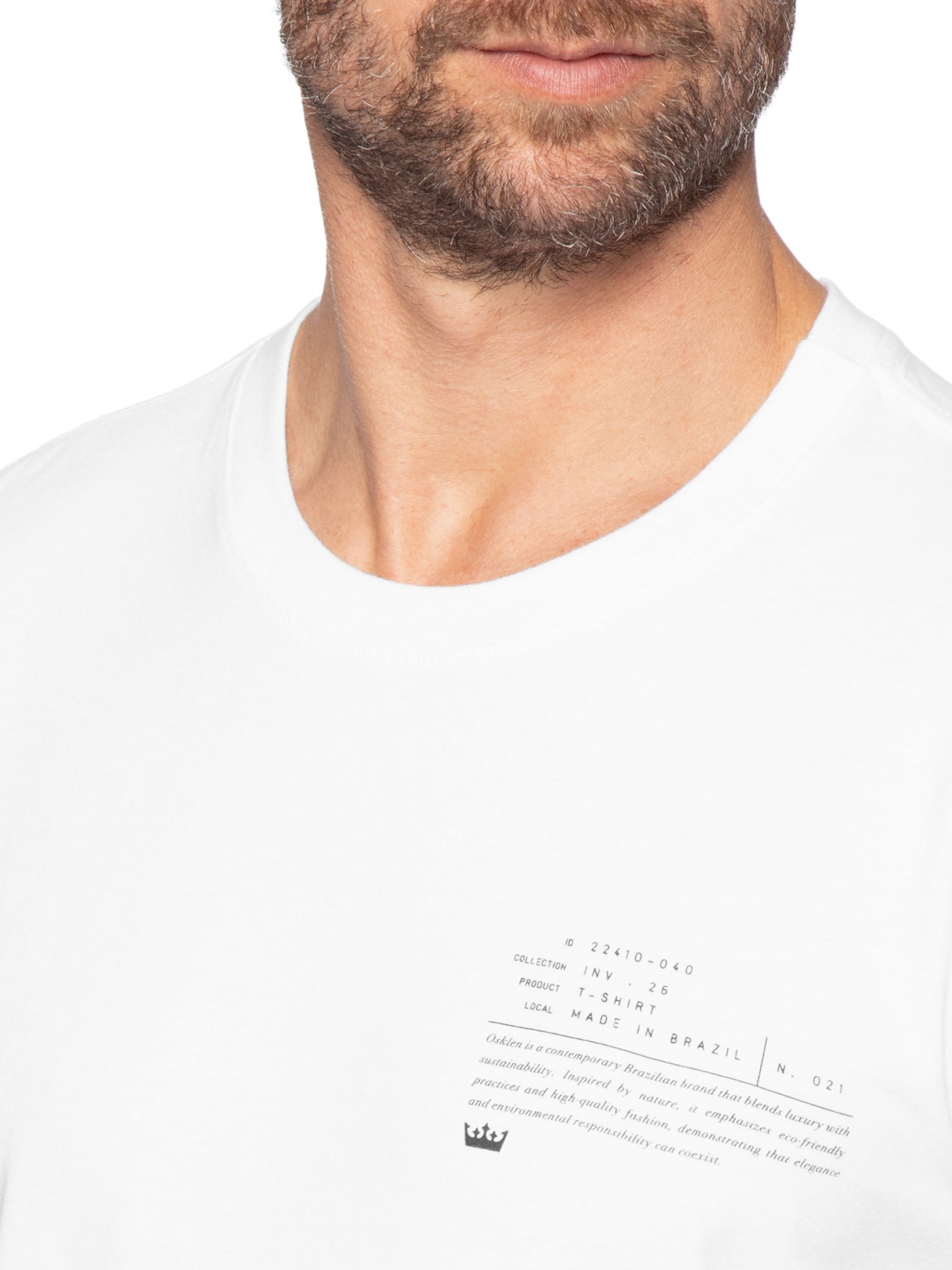 Camiseta Masculina manga Curta Gola Careca Slim Vintage Carimbo Laboratório Branco Osklen