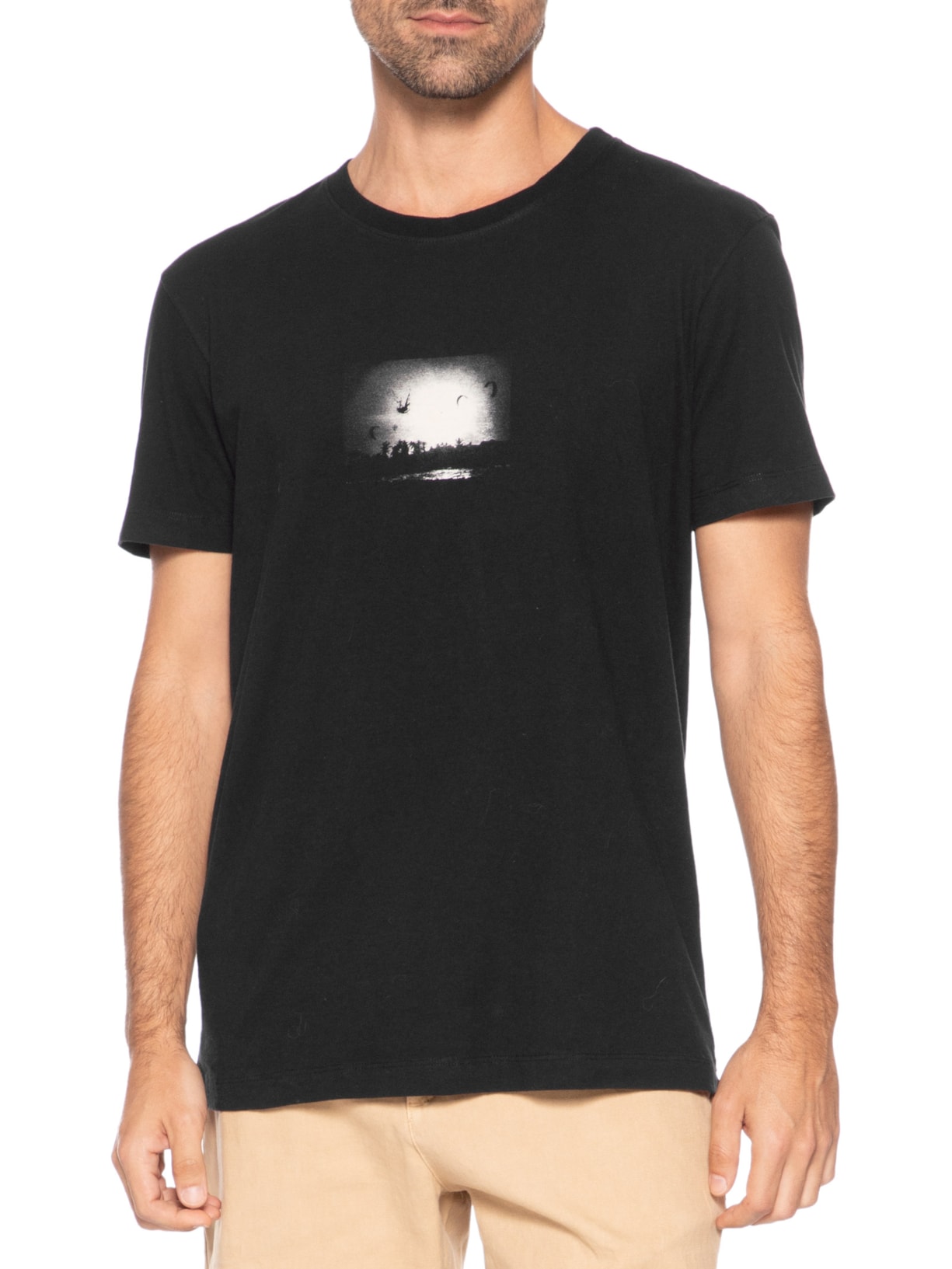 Camiseta Masculina Manga Curta Gola Careca Slim Vintage Freeride Preto Osklen