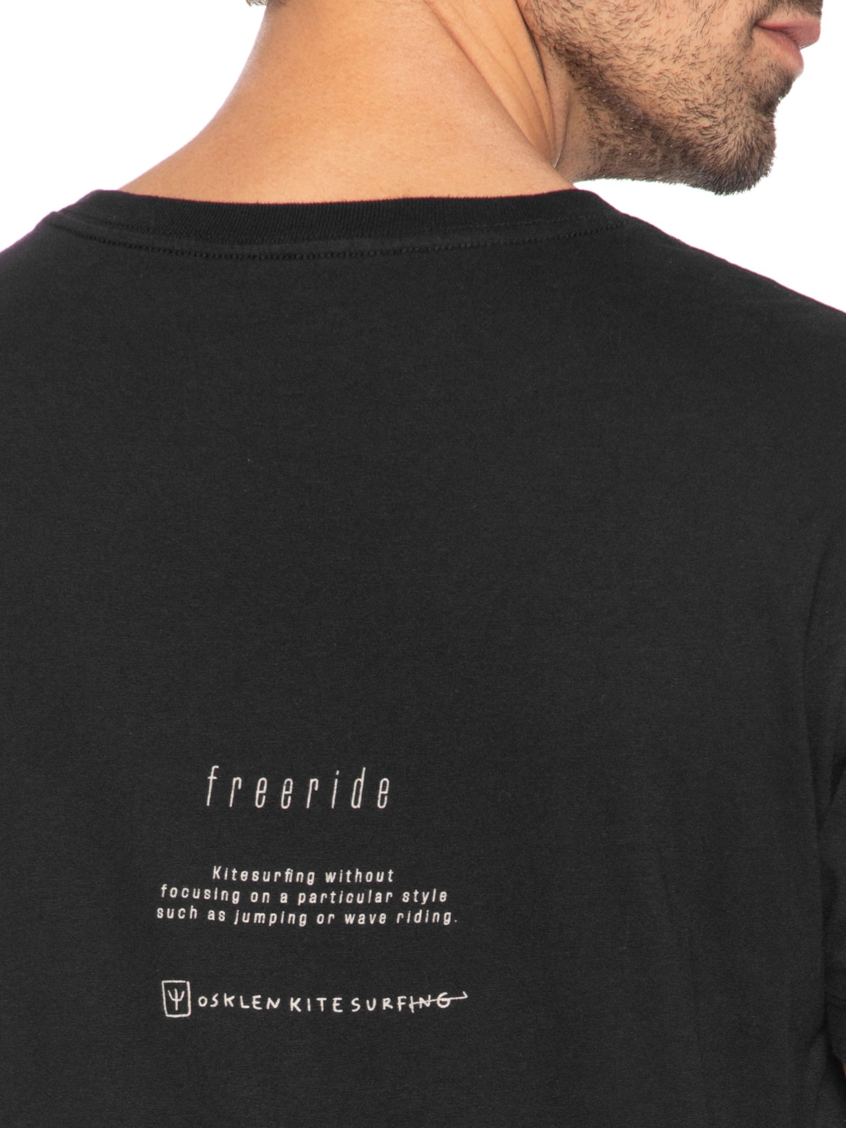 Camiseta Masculina Manga Curta Gola Careca Slim Vintage Freeride Preto Osklen