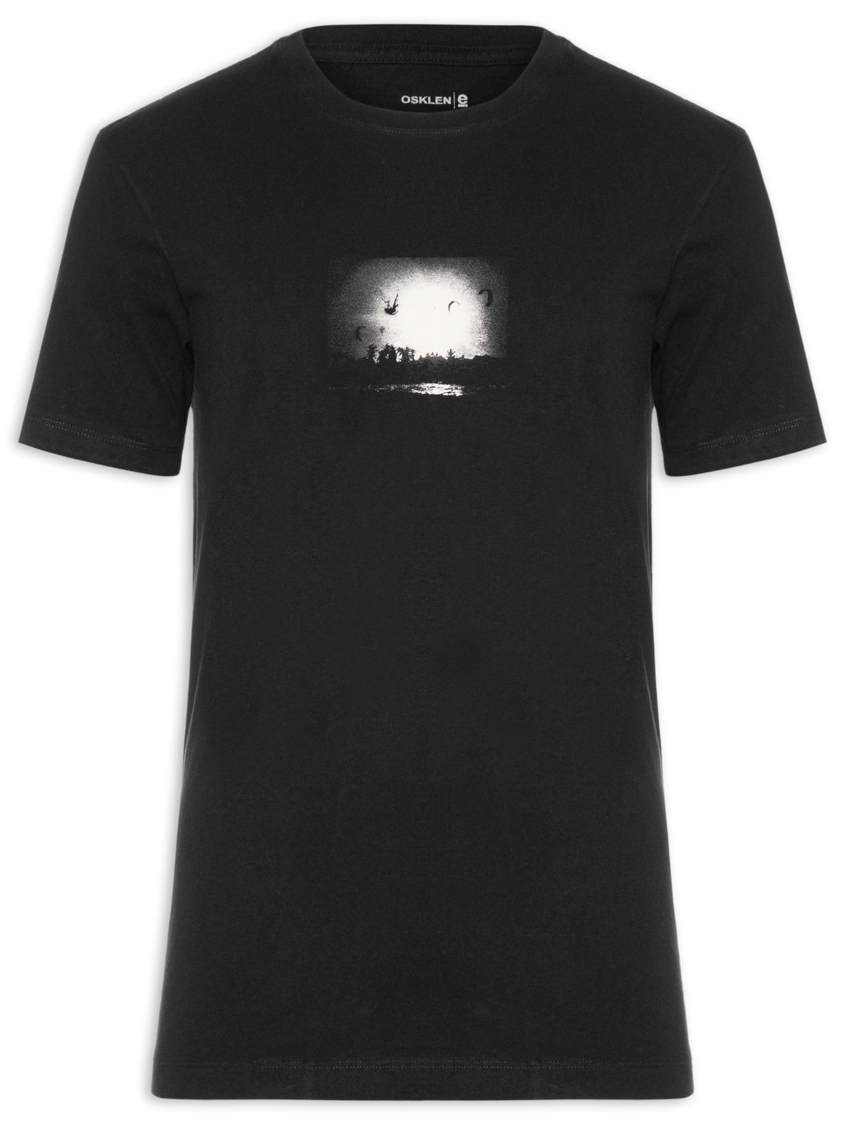 Camiseta Masculina Manga Curta Gola Careca Slim Vintage Freeride - Preto