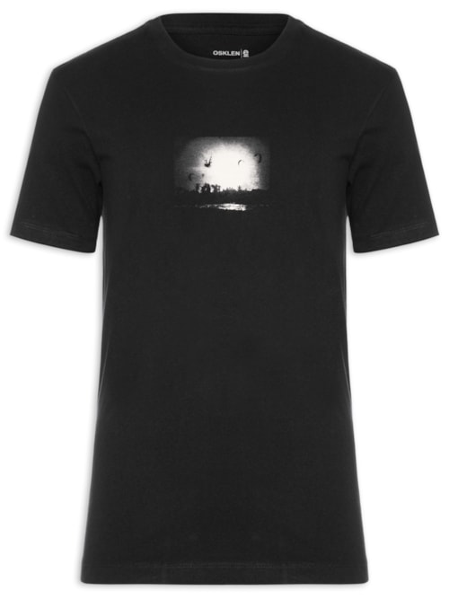 Camiseta Masculina Manga Curta Gola Careca Slim Vintage Freeride - Preto
