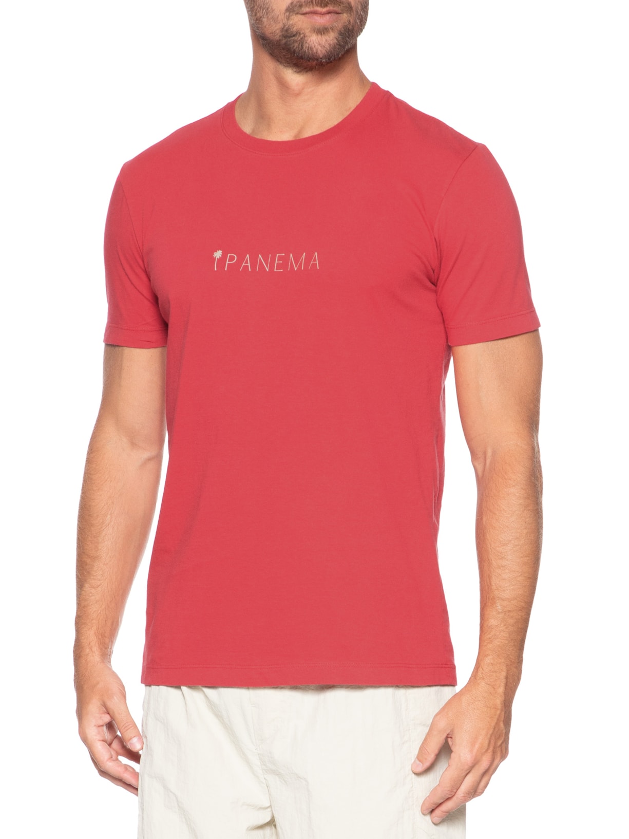 Camiseta Masculina Manga Curta Gola Careca Slim Vintage Ipanema Vermelho Osklen