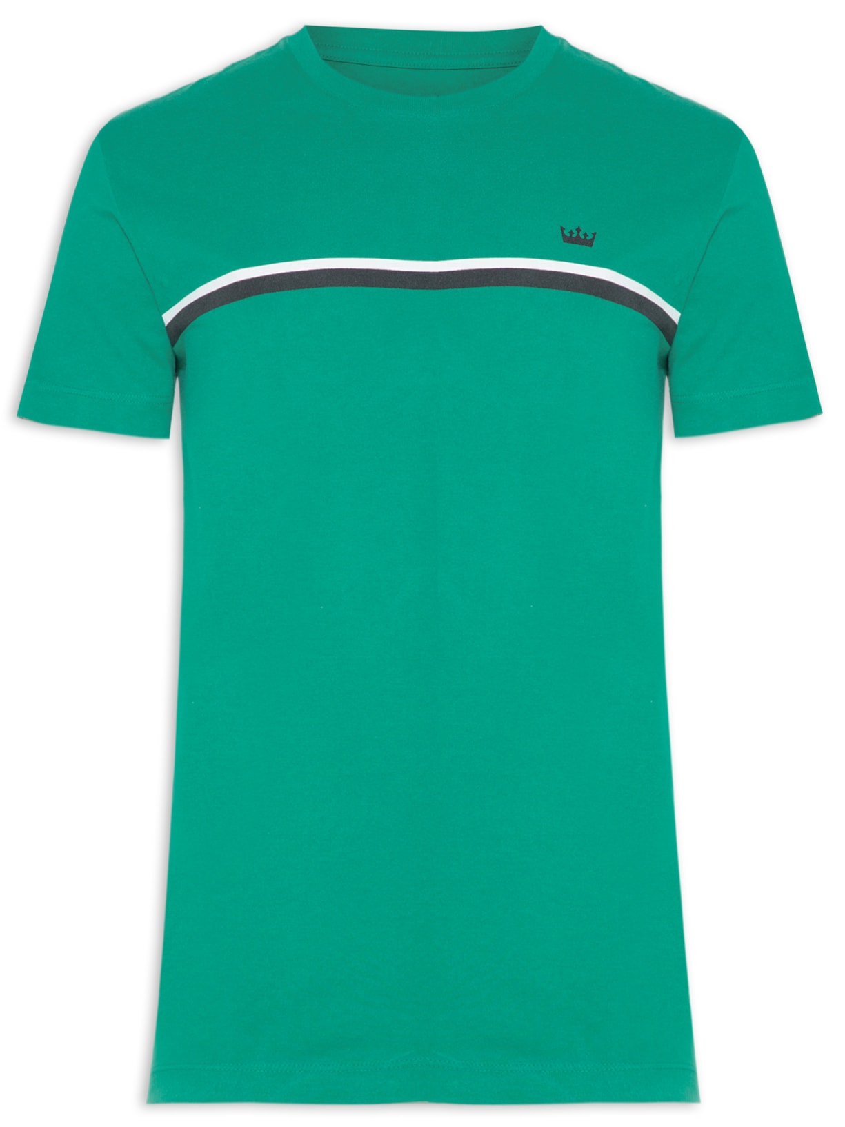 Camiseta Masculina Manga Curta Gola Careca Slim Vintage Listra Riva Coroa- Verde Osklen