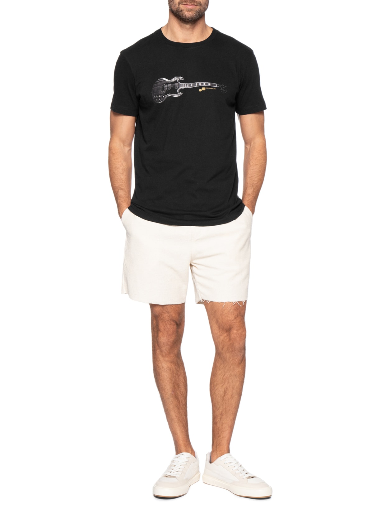 Camiseta Masculina Manga Curta Gola Careca Slim Vintage Preto Osklen